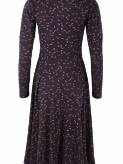 Danefæ Kleider>Danandreasen Viscose Slub Dress Black/Grey Viola Fleurie