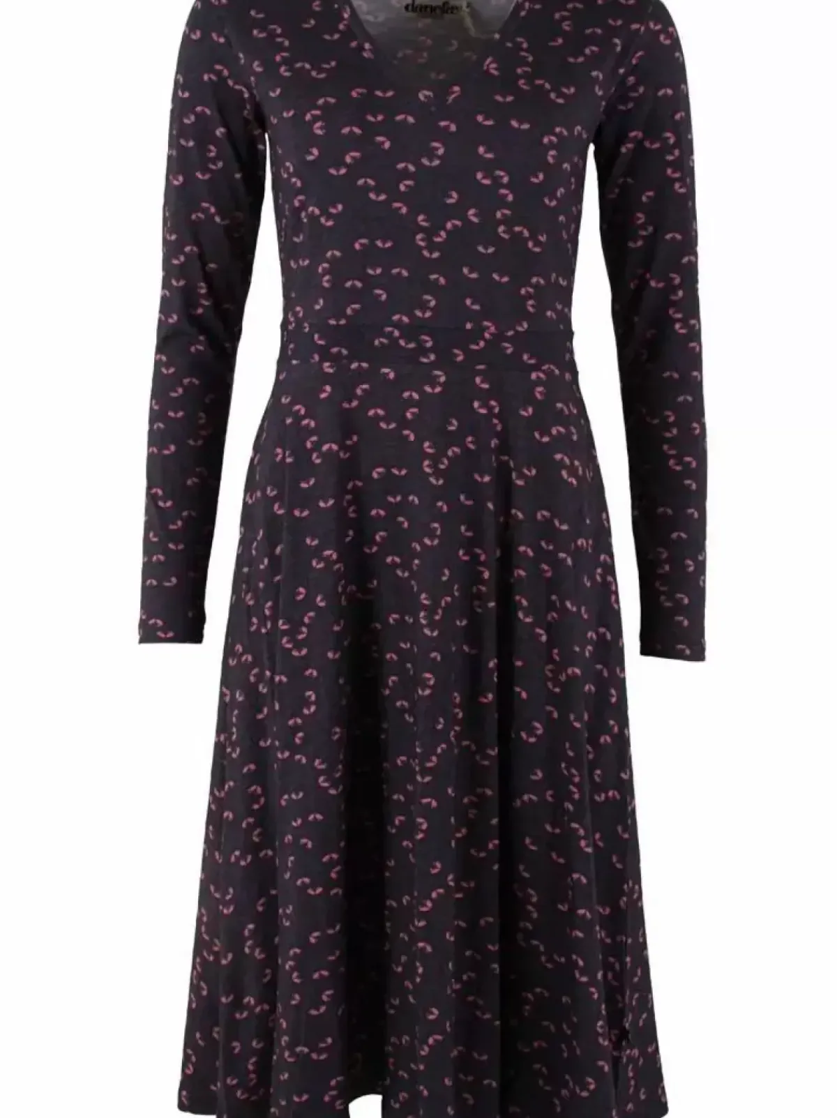 Danefæ Kleider>Danandreasen Viscose Slub Dress Black/Grey Viola Fleurie