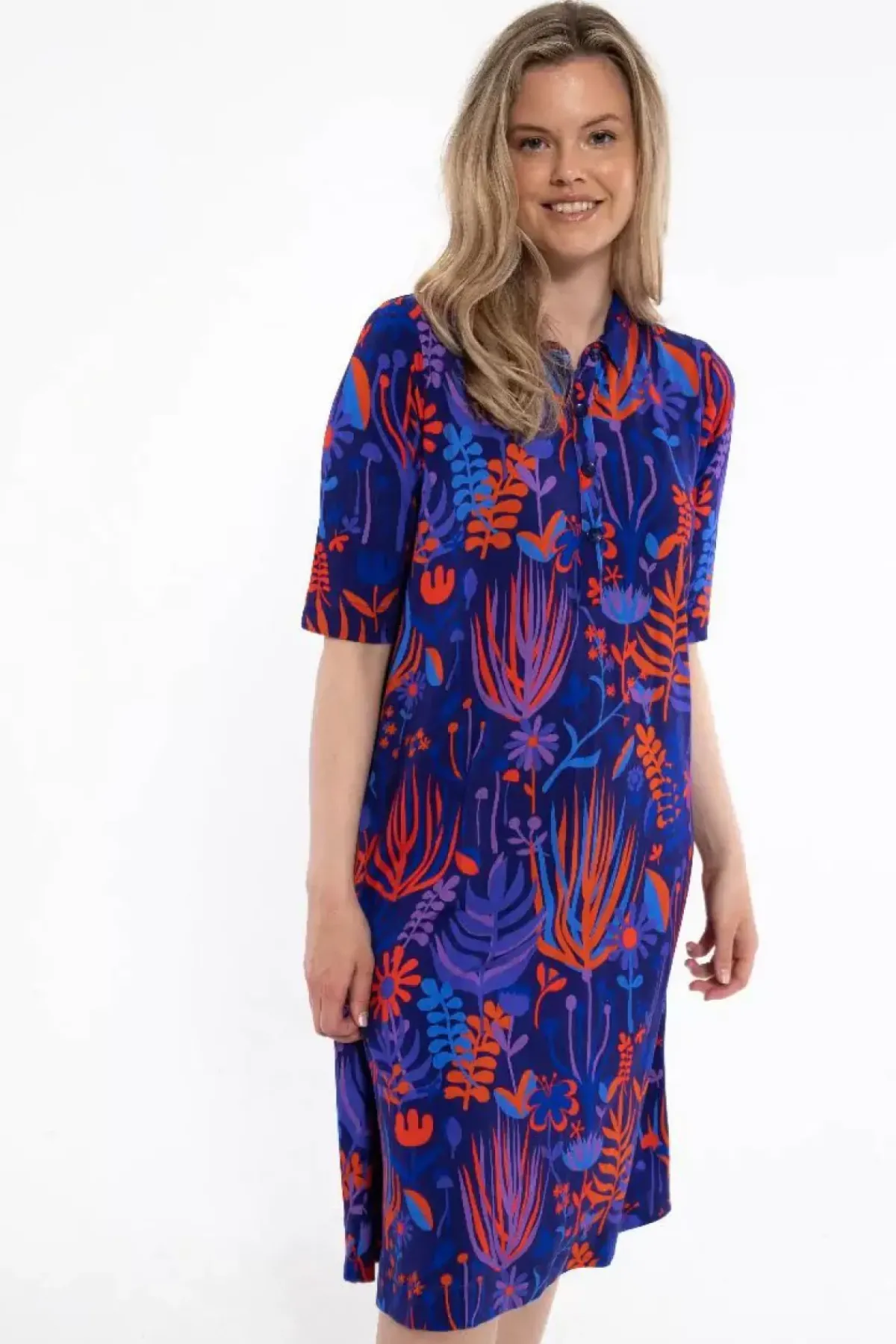 Danefæ Kleider>Dananemone Viscose Dress Deep Marine Walkabout
