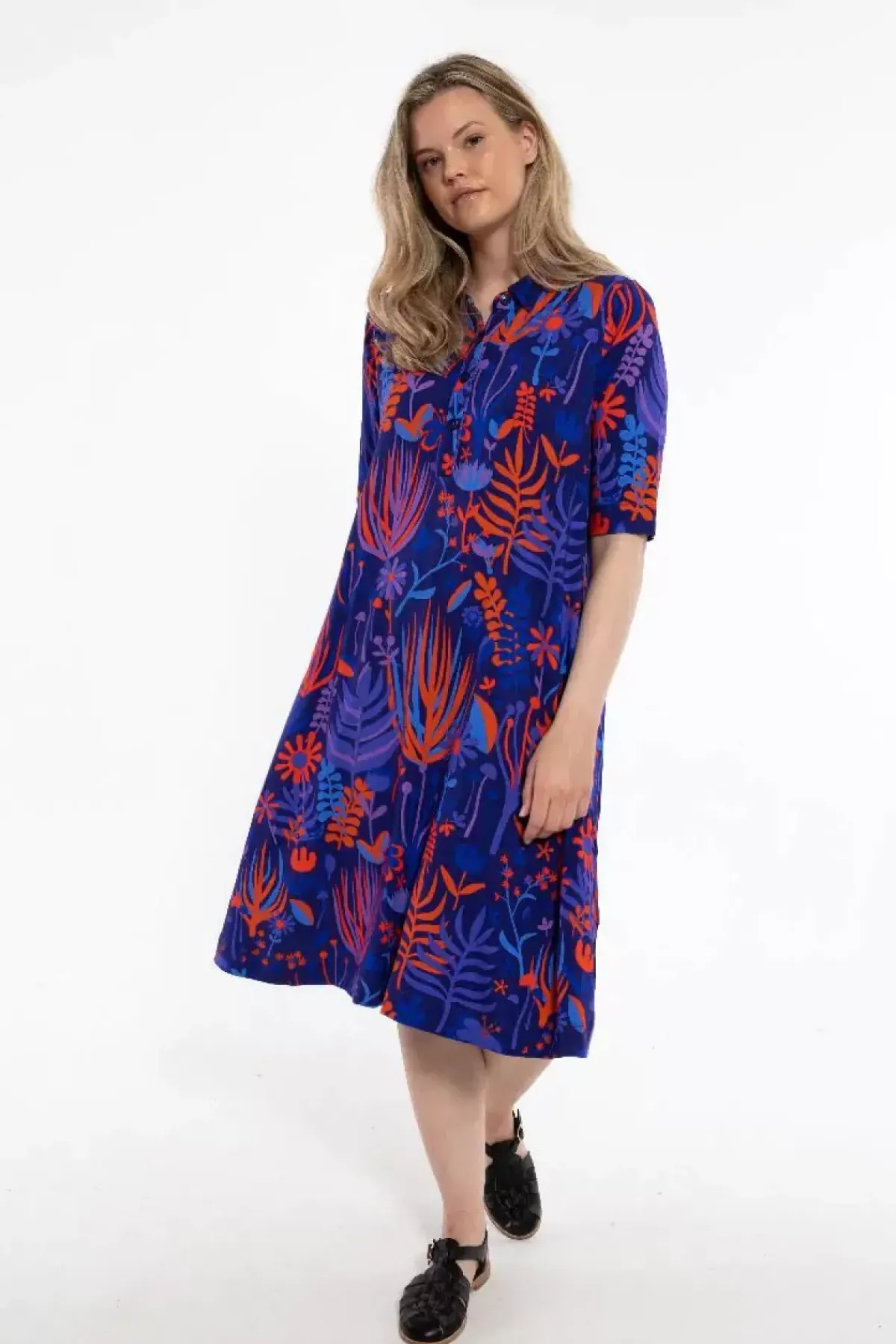 Danefæ Kleider>Dananemone Viscose Dress Deep Marine Walkabout