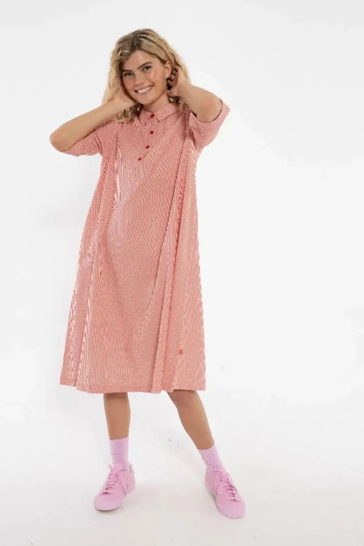 Danefæ Kleider>Danane Searsucker Dress Bright Red/Chalk