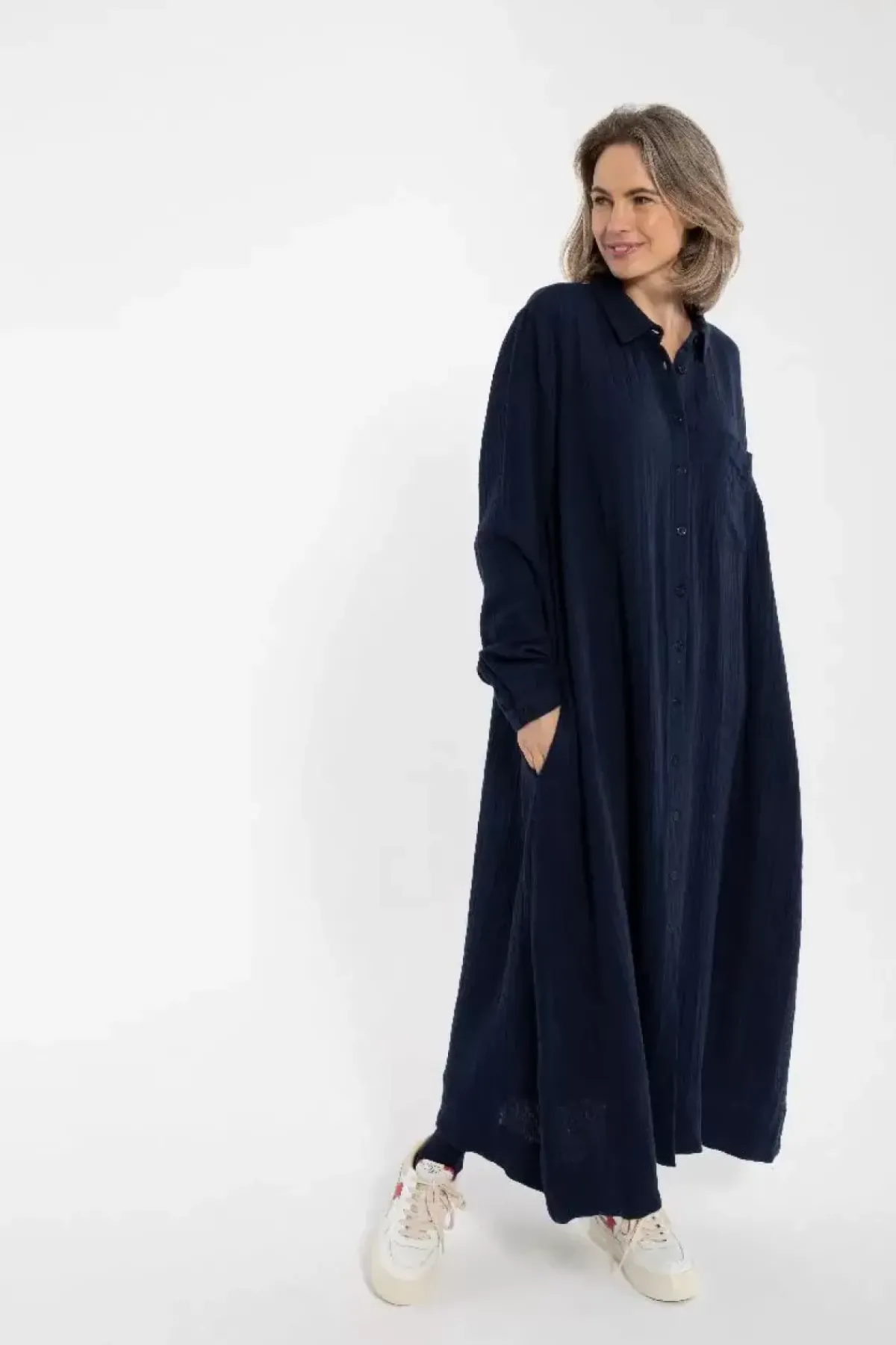 Danefæ Kleider>Danapril Ls Heavy Cloth Dress Dark Navy