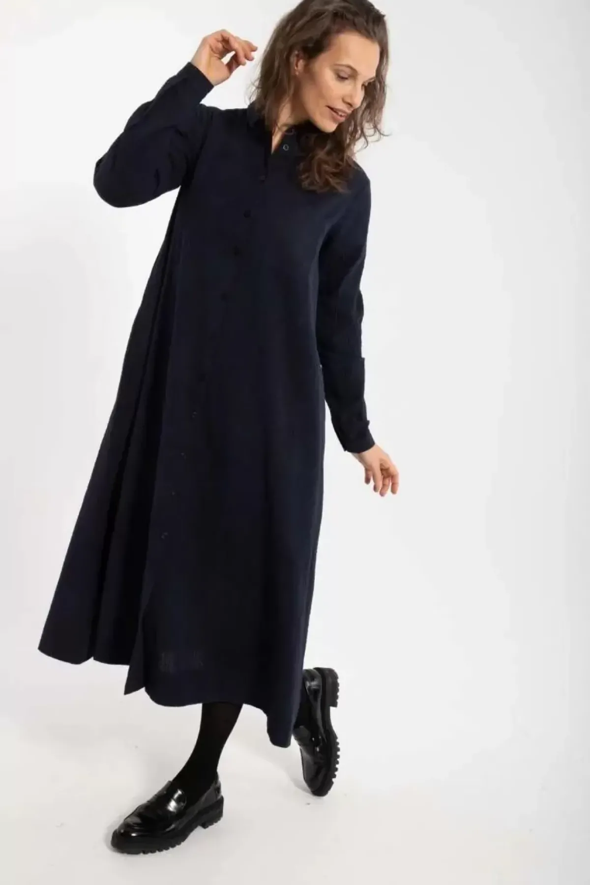 Danefæ Kleider>Danapril Ls Searsucker Dress Black/Marine