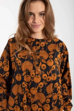 Danefæ Blusen>Danatelier Shirt Dk Navy/Occer Hortensia