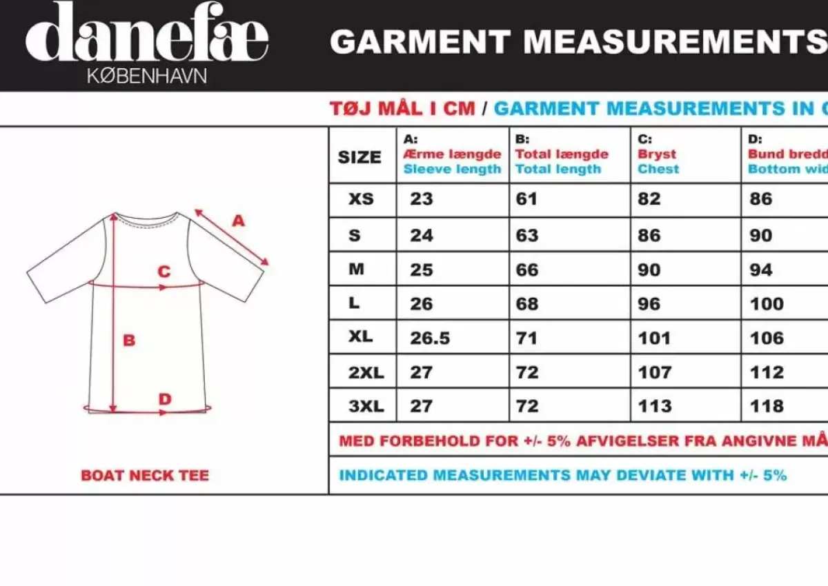 Danefæ T-Shirts>Daneboat Neck Viscose Tee Deep Marine/Rust Bloom Boom