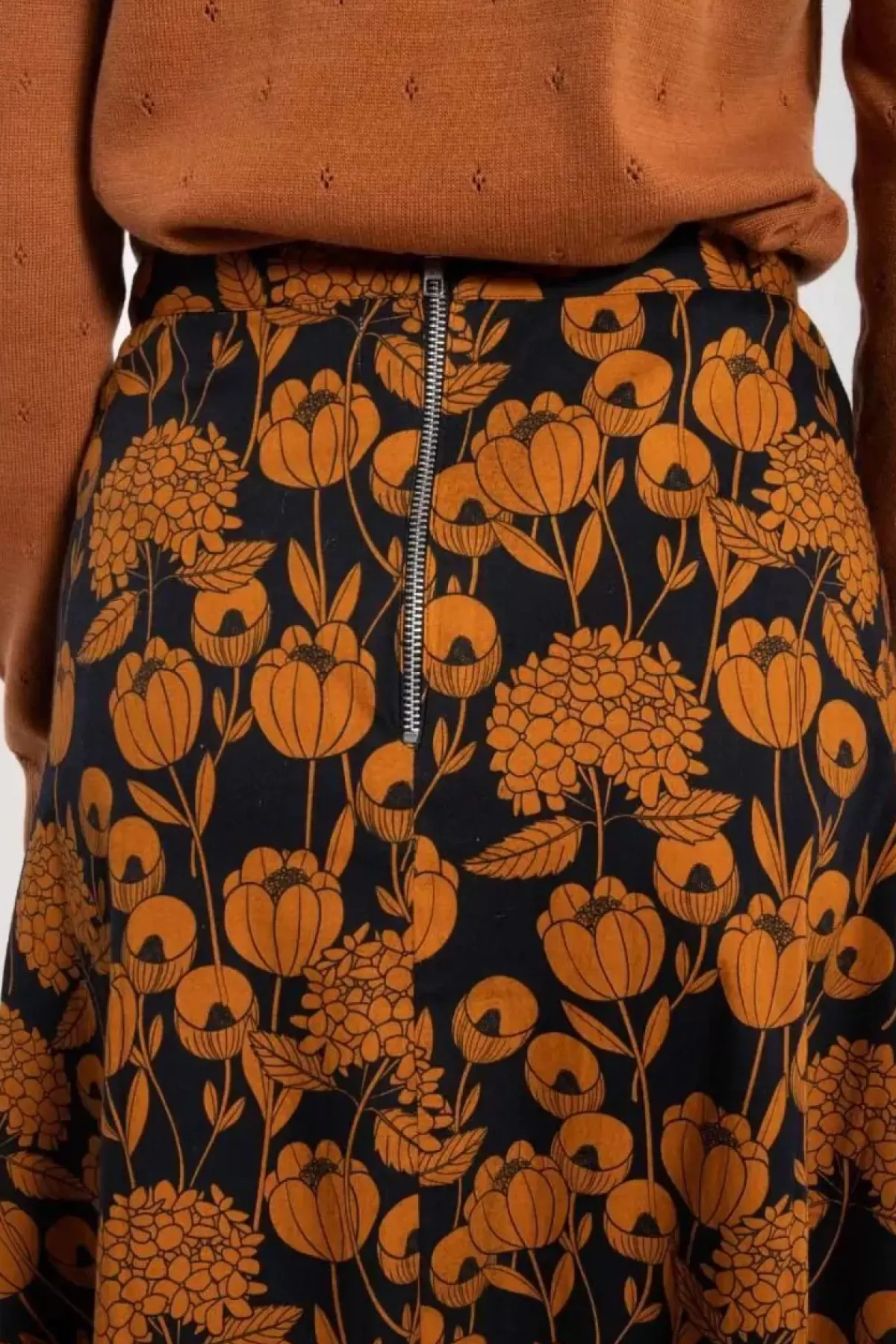 Danefæ Röcke>Danebrava Poplin Skirt Dk Navy/Occer Hortensia