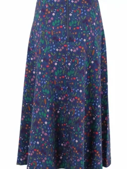 Danefæ Röcke>Danebrava Poplin Skirt Grey Marine Botanical