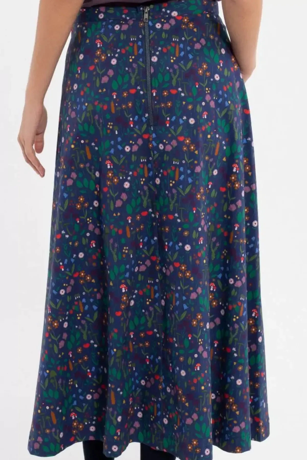 Danefæ Röcke>Danebrava Poplin Skirt Grey Marine Botanical
