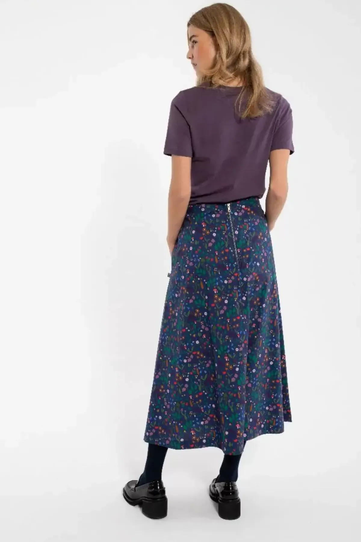 Danefæ Röcke>Danebrava Poplin Skirt Grey Marine Botanical