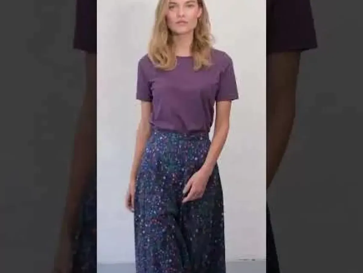 Danefæ Röcke>Danebrava Poplin Skirt Grey Marine Botanical