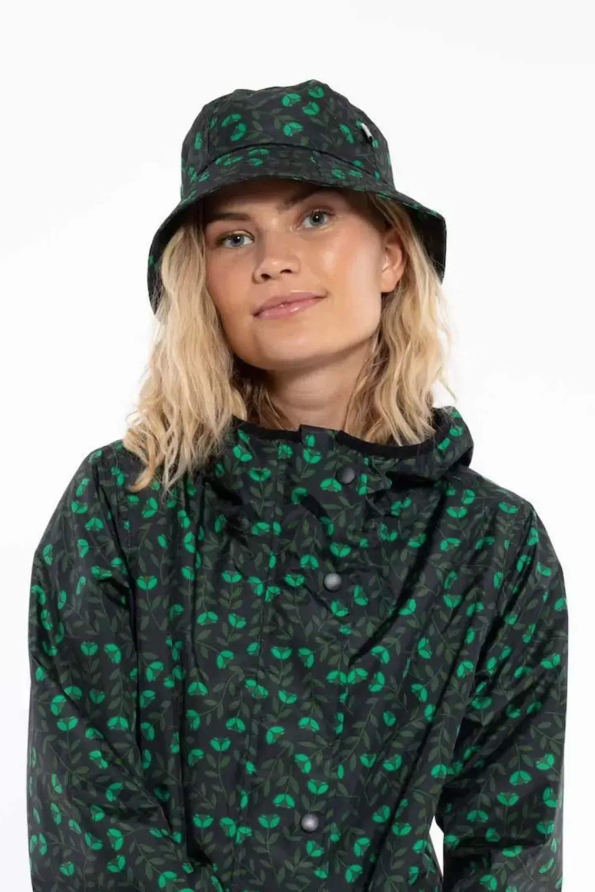 Danefæ Mützen/Hute>Danebucket Rain Hat Black/Khaki Fleurie