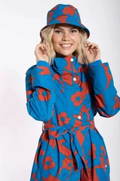 Danefæ Regenjacken>Danebucket Rain Hat Rust/Warm Indigo Bloom Boom