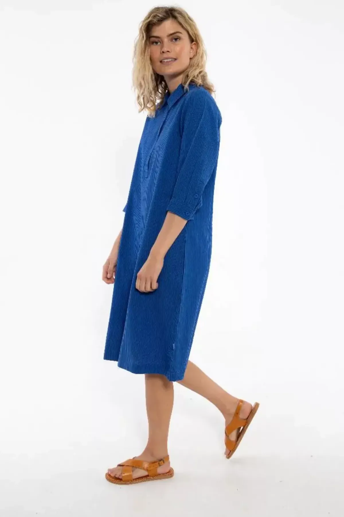 Danefæ Kleider>Danecarnation Searsucker Dress Deep Marine/Klein Blue