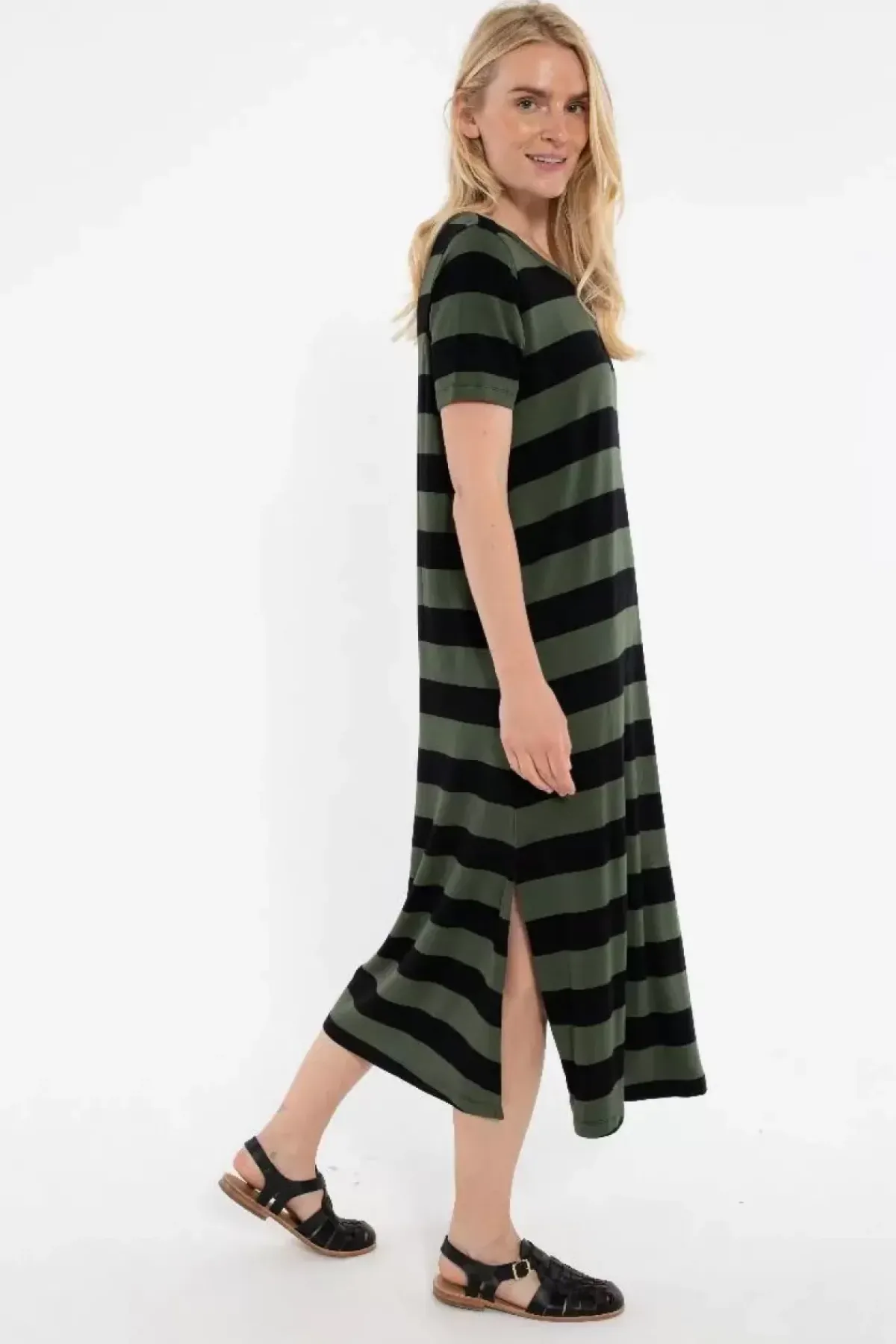 Danefæ Kleider>Danecasilda Viscose Dress Black/Dk Army