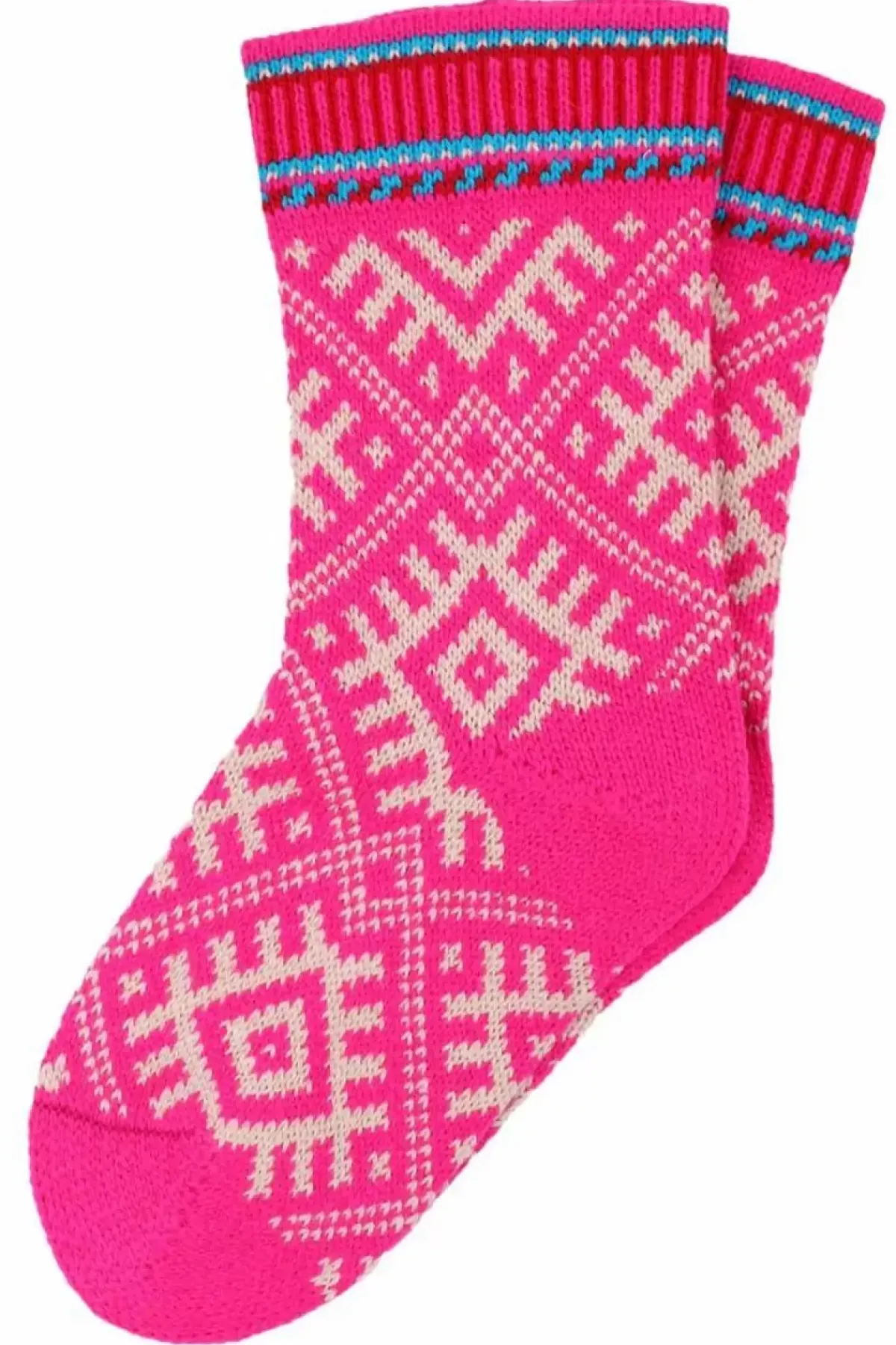 Danefæ Socken Und Strümpfe>Danechalet Wool Socks Neon Pink/Offwhite