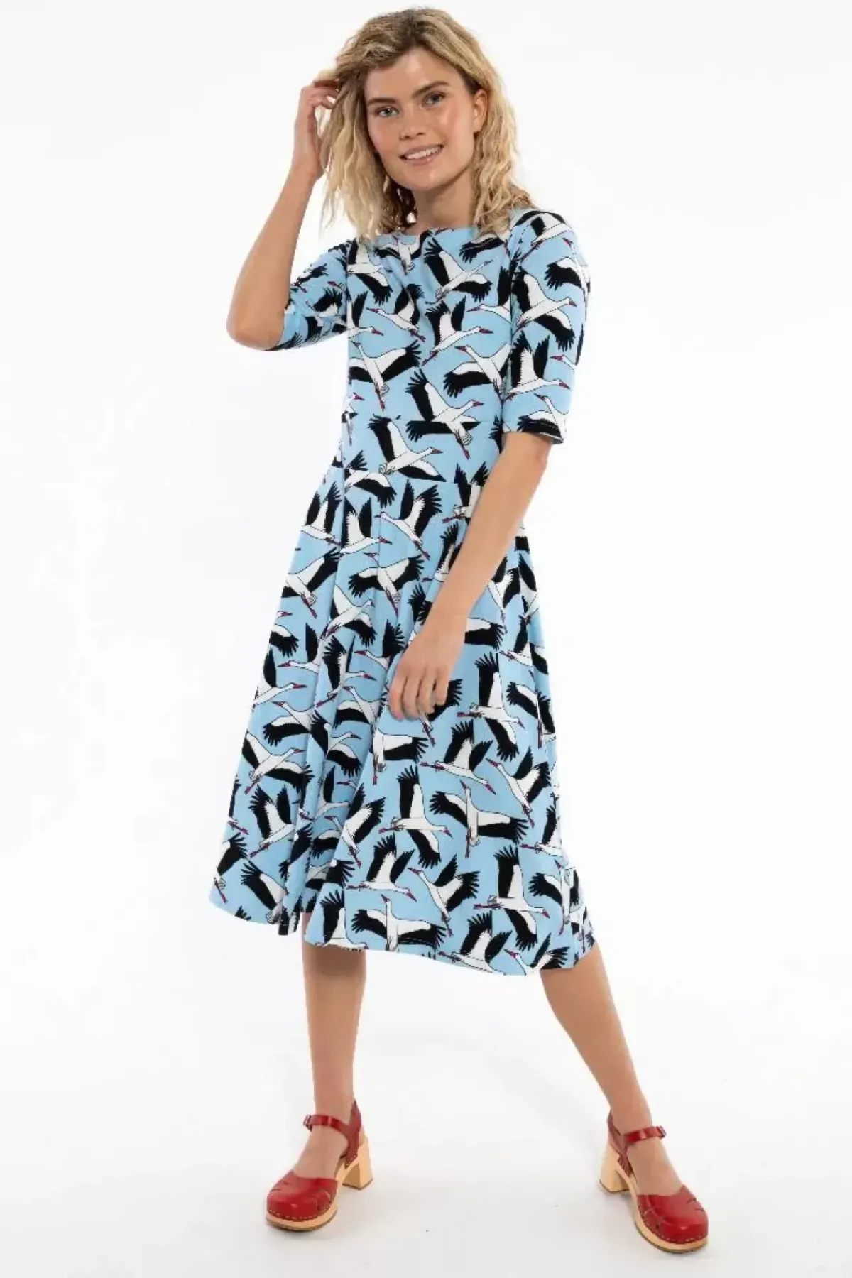 Danefæ Kleider>Danecharlotte Cotton Dress Light Blue Stork