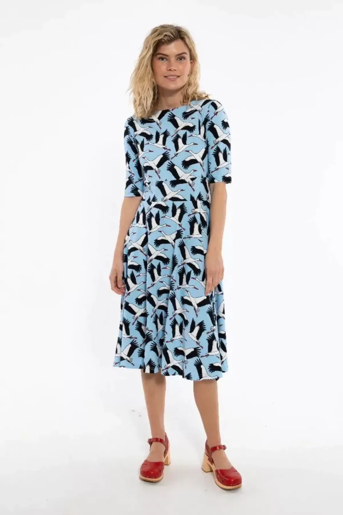 Danefæ Kleider>Danecharlotte Cotton Dress Light Blue Stork