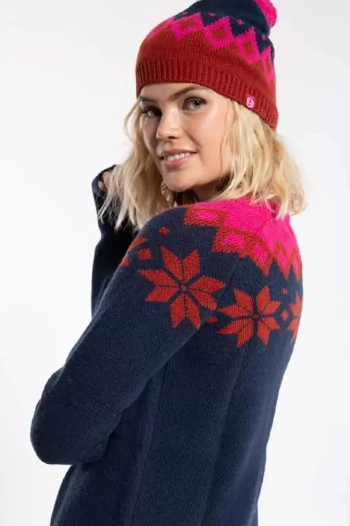 Danefæ Mützen/Hute>Danecountry Beanie Navy_Rust/Hotpink