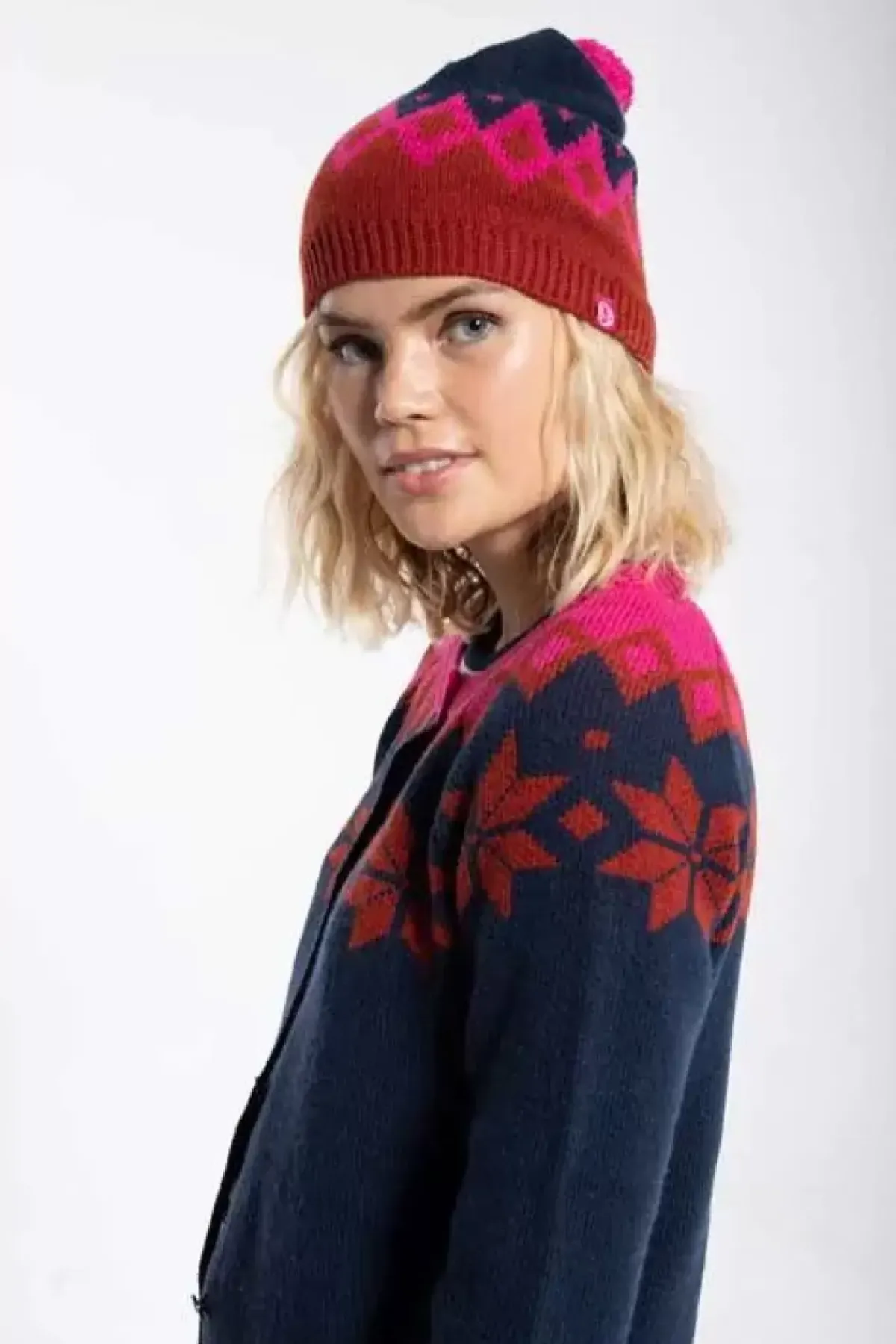 Danefæ Mützen/Hute>Danecountry Beanie Navy_Rust/Hotpink