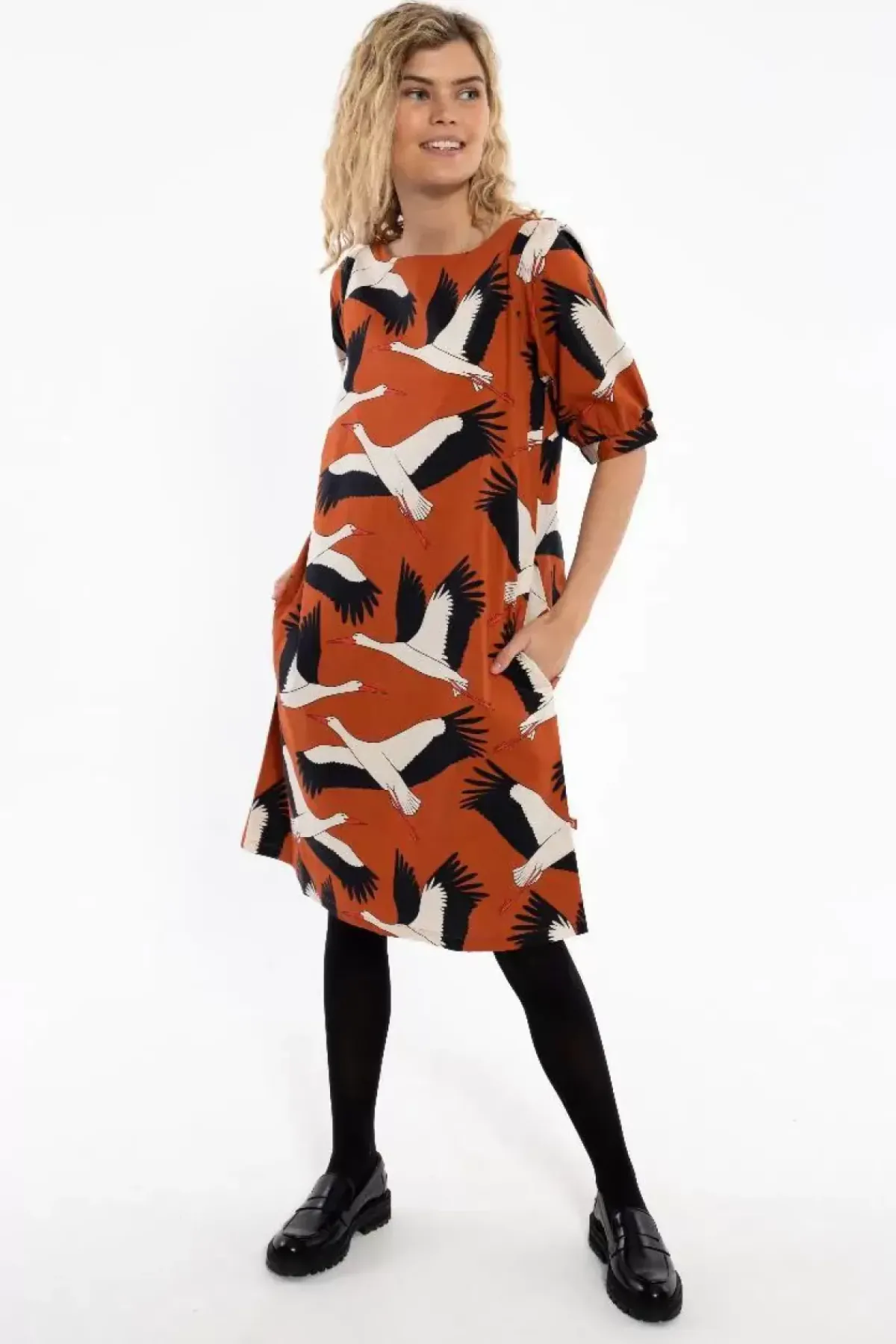 Danefæ Kleider>Danedal Dress Rust Big Stork