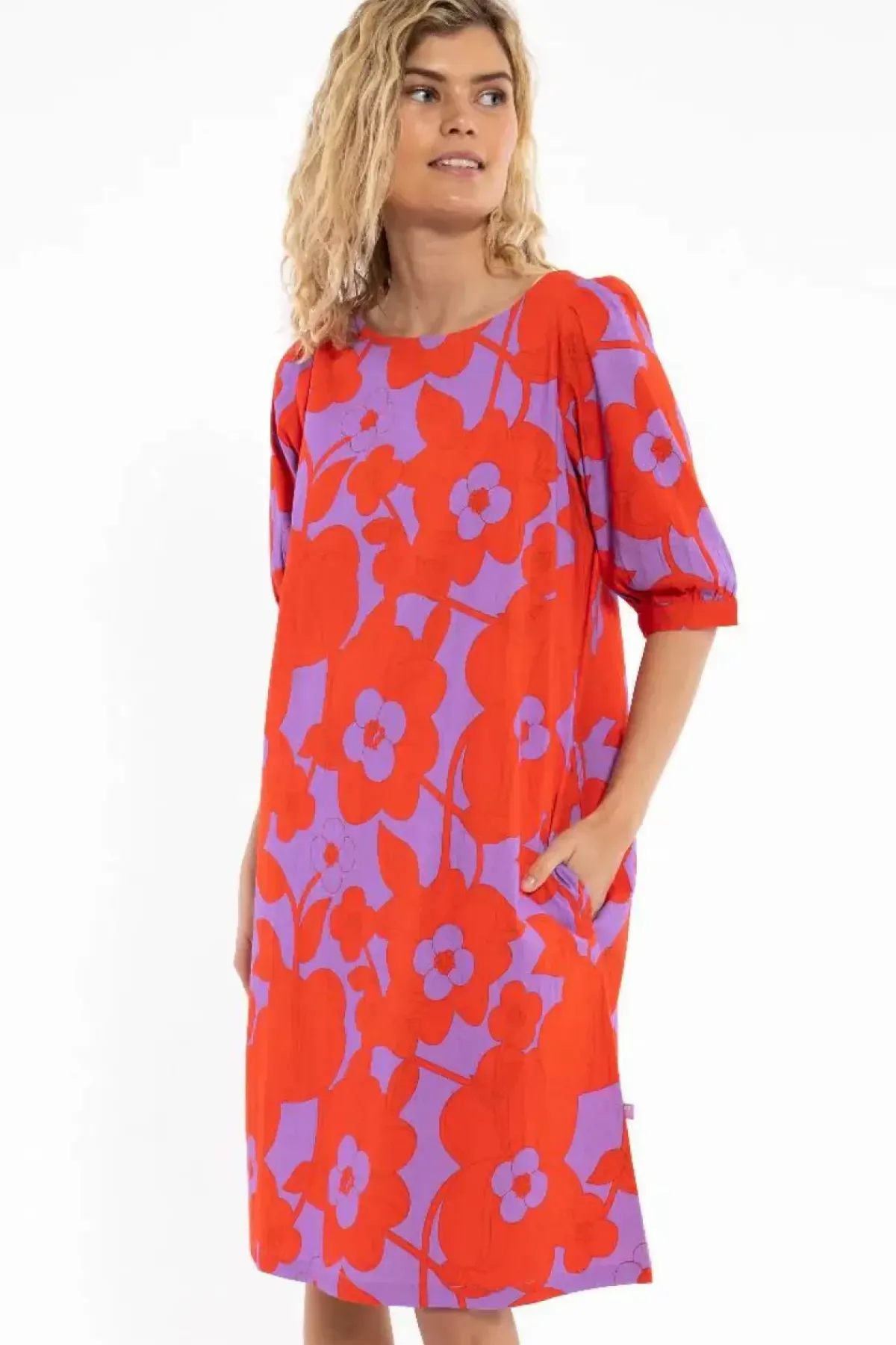 Danefæ Kleider>Danedal Dress Soft Viola/Bright Red Bloom Boom