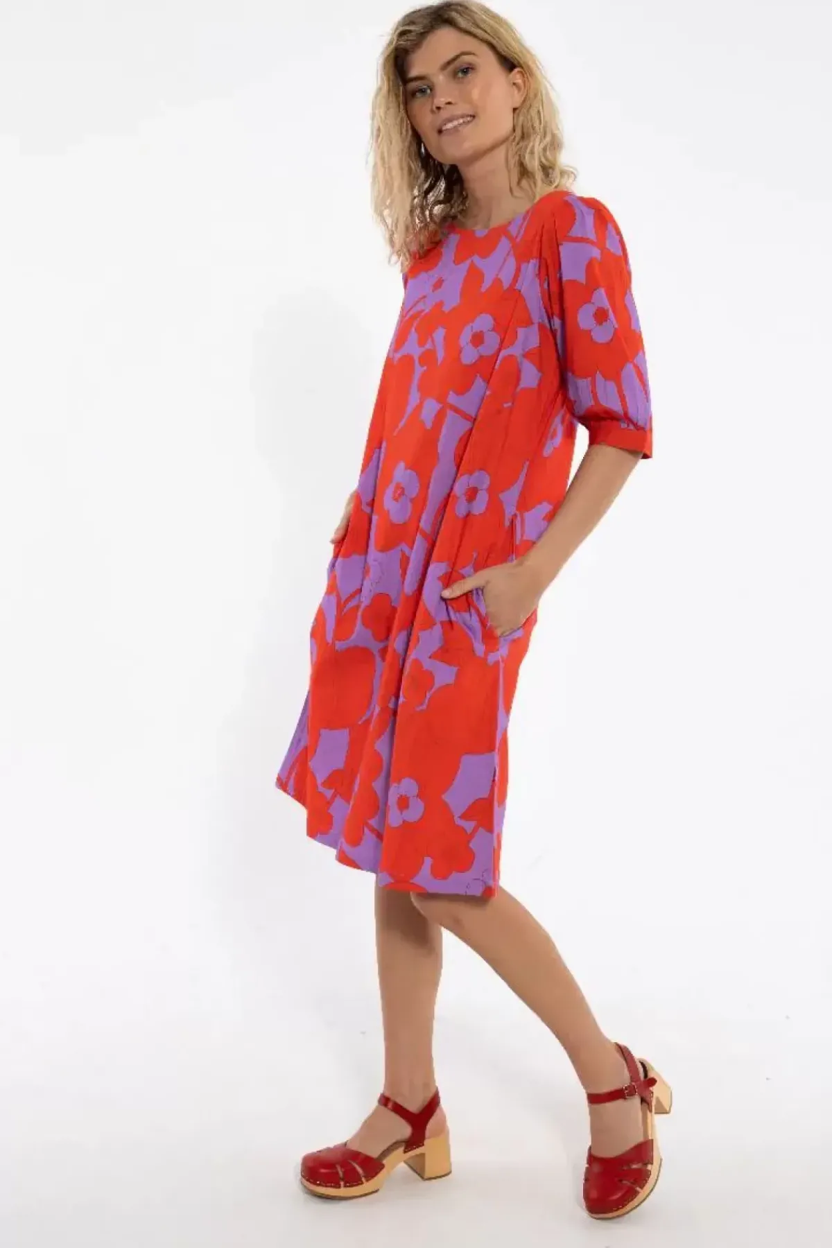 Danefæ Kleider>Danedal Dress Soft Viola/Bright Red Bloom Boom