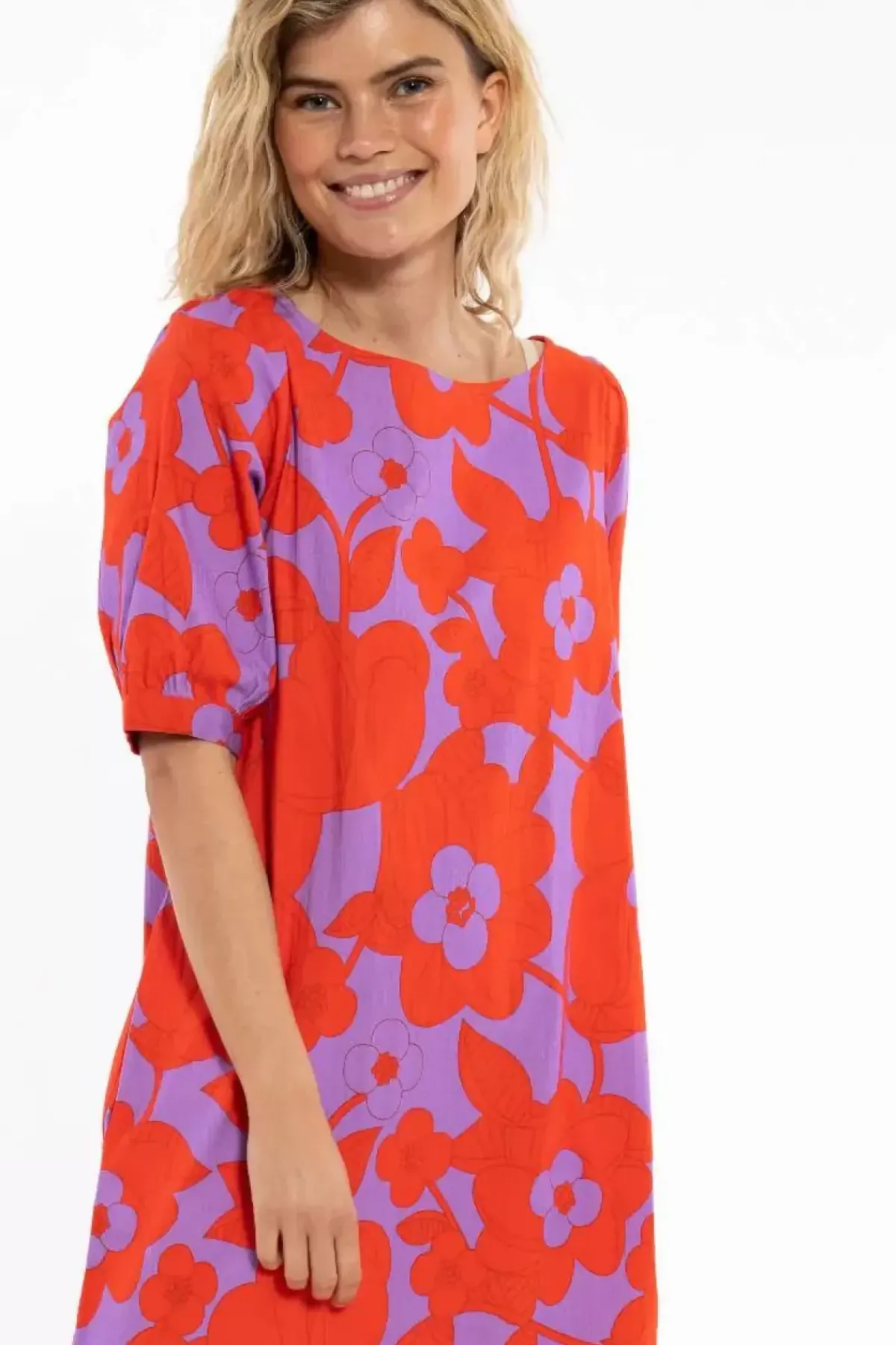 Danefæ Kleider>Danedal Dress Soft Viola/Bright Red Bloom Boom