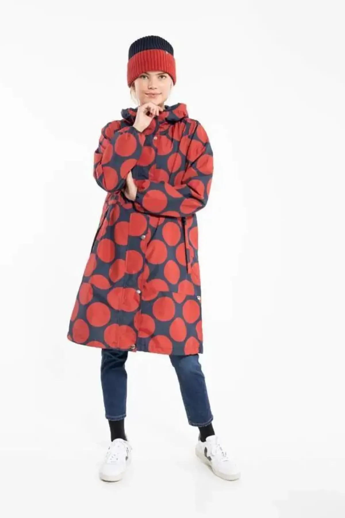 Danefæ Regenjacken>Danedith Rainjacket Dk Navy/Dk Rust Megadot