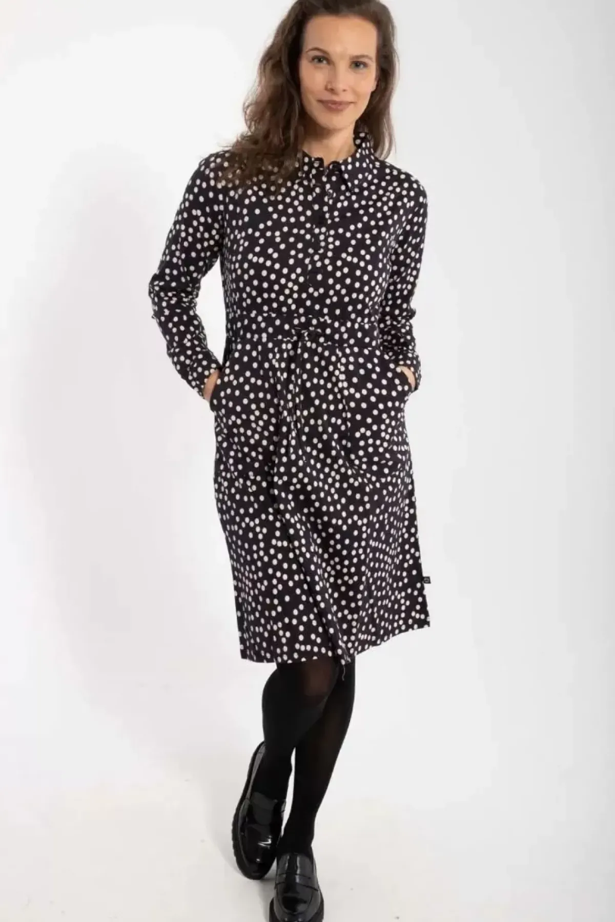 Danefæ Kleider>Daneditte Poplin Dress Black/Chalk Fundots