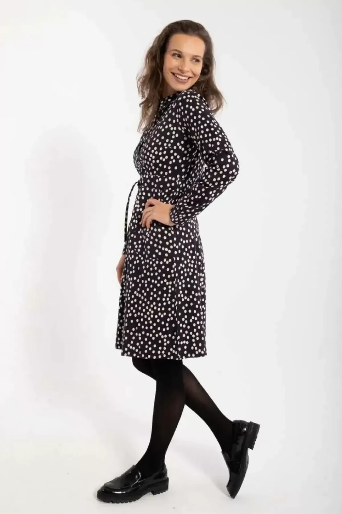 Danefæ Kleider>Daneditte Poplin Dress Black/Chalk Fundots