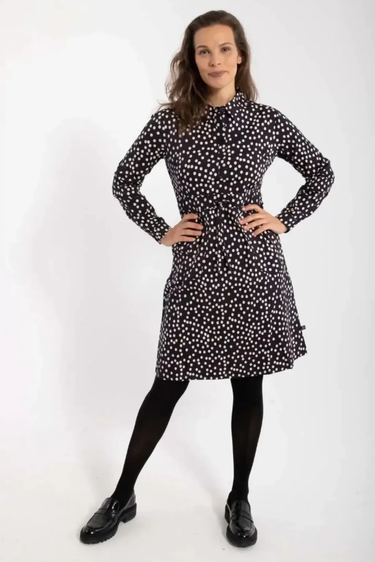 Danefæ Kleider>Daneditte Poplin Dress Black/Chalk Fundots