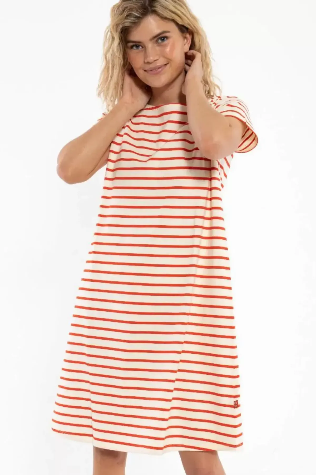 Danefæ Kleider>Danedomingo Heavy Cotton Dress Chalk/Bright Red