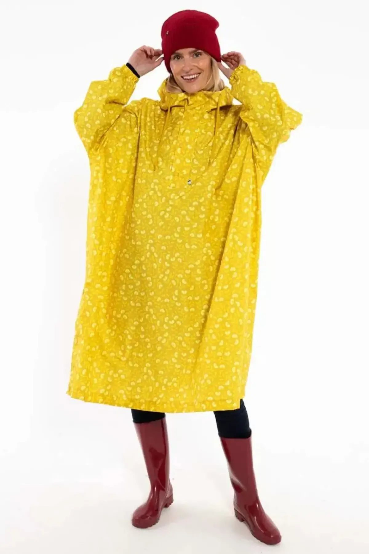 Danefæ Regenjacken>Danedream Drops Rain Poncho Dark Yellow Fleurie