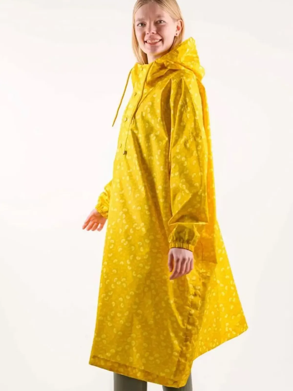 Danefæ Regenjacken>Danedream Drops Rain Poncho Dark Yellow Fleurie