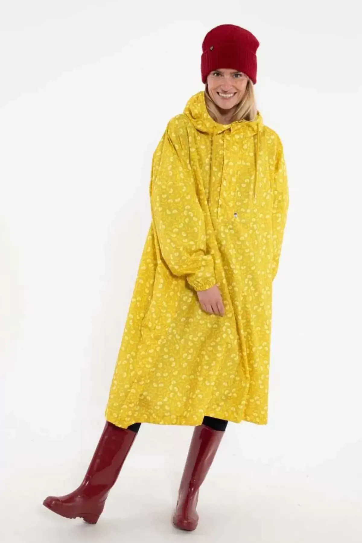 Danefæ Regenjacken>Danedream Drops Rain Poncho Dark Yellow Fleurie
