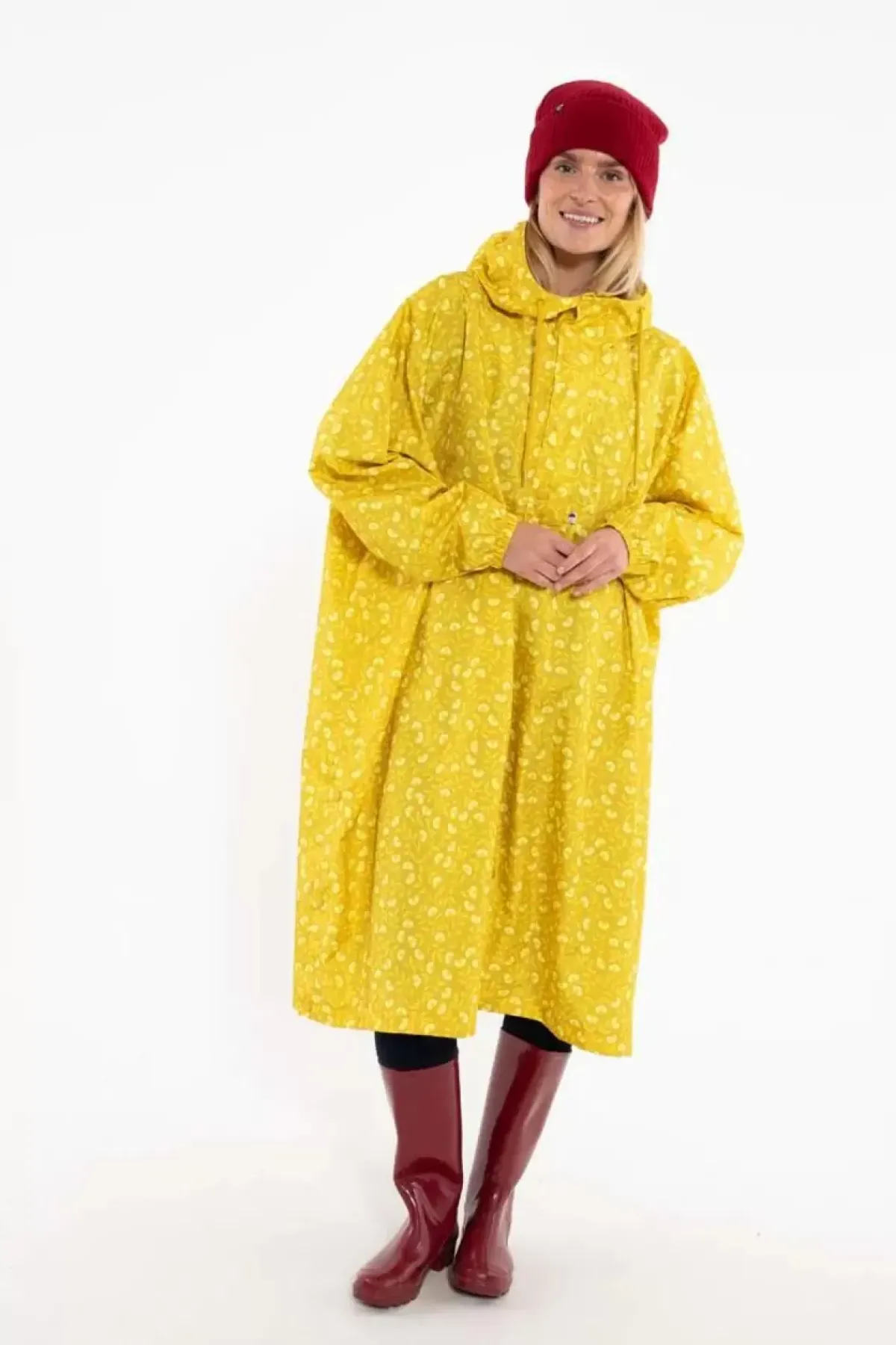 Danefæ Regenjacken>Danedream Drops Rain Poncho Dark Yellow Fleurie