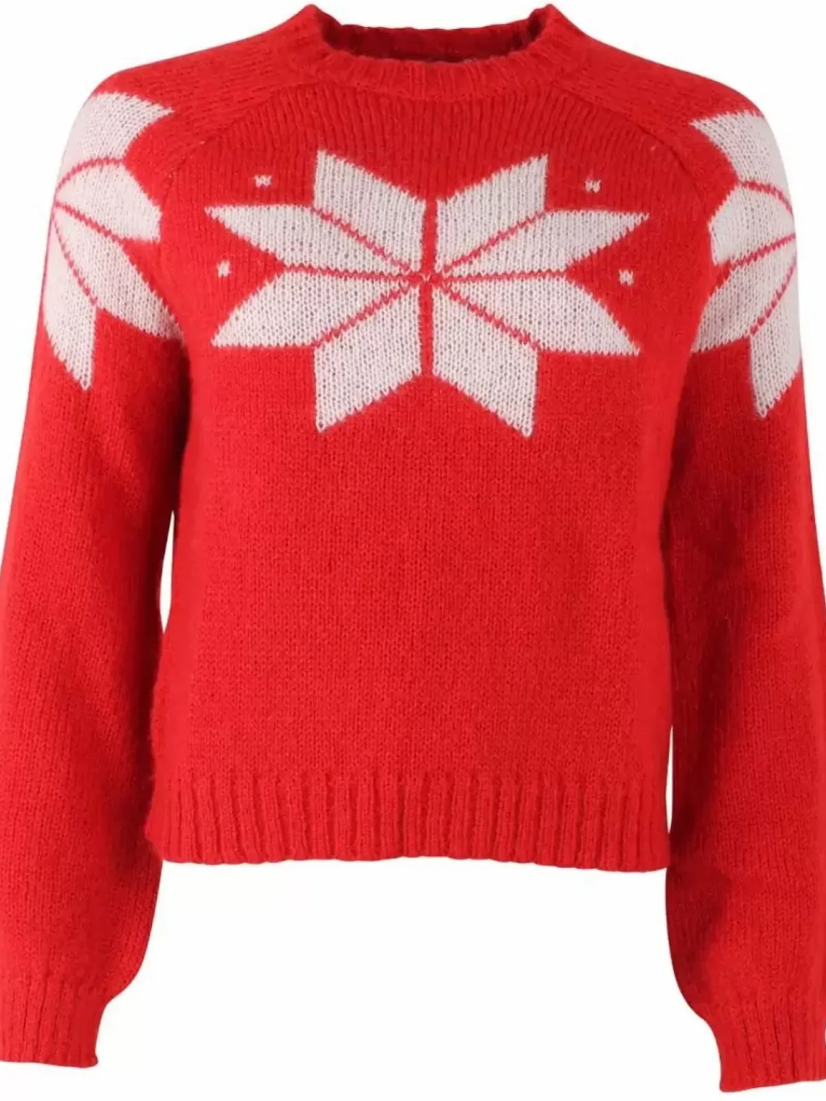 Danefæ Strickwaren>Danefantastic Flakes Wool Sweater Red/Chalk
