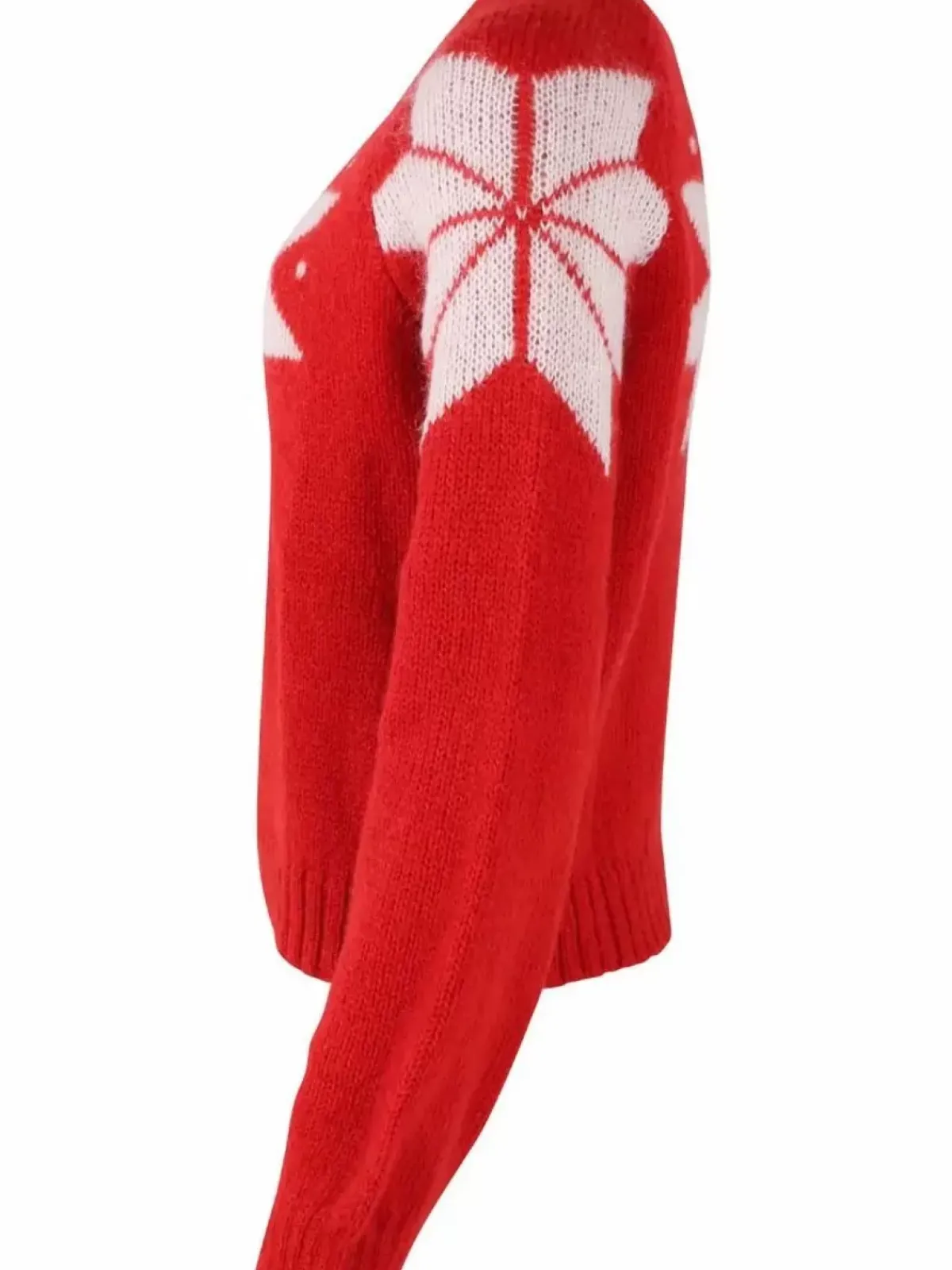 Danefæ Strickwaren>Danefantastic Flakes Wool Sweater Red/Chalk