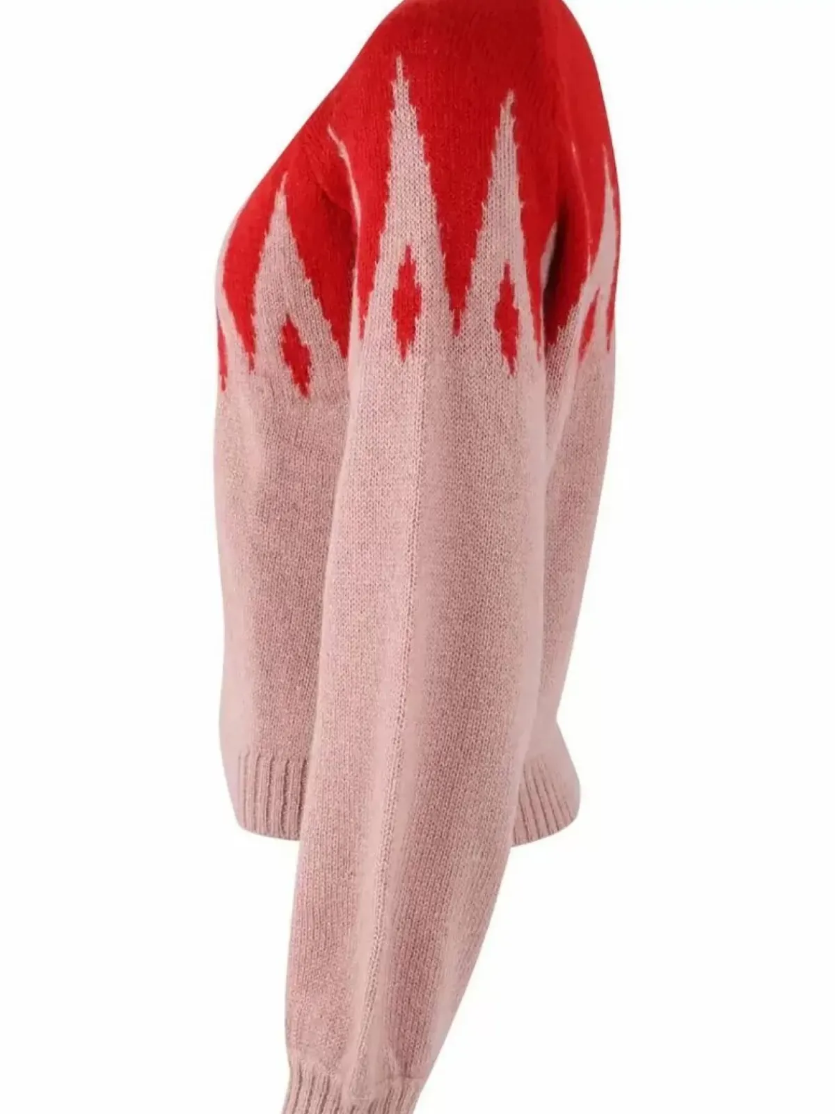 Danefæ Strickwaren>Danefantastic Icicles Wool Sweater Red/Powder Rose