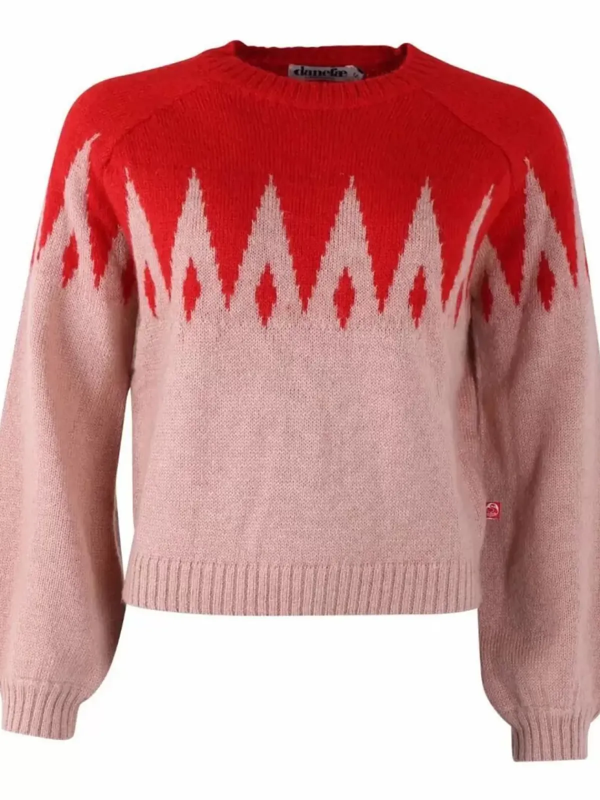 Danefæ Strickwaren>Danefantastic Icicles Wool Sweater Red/Powder Rose
