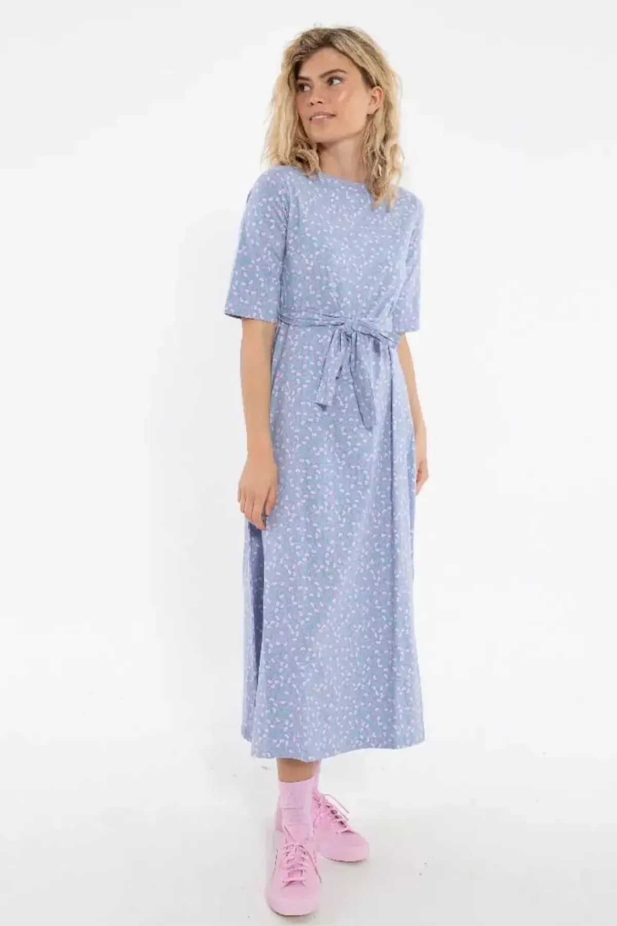 Danefæ Kleider>Daneflora Cotton Dress Light Blue Fleurie