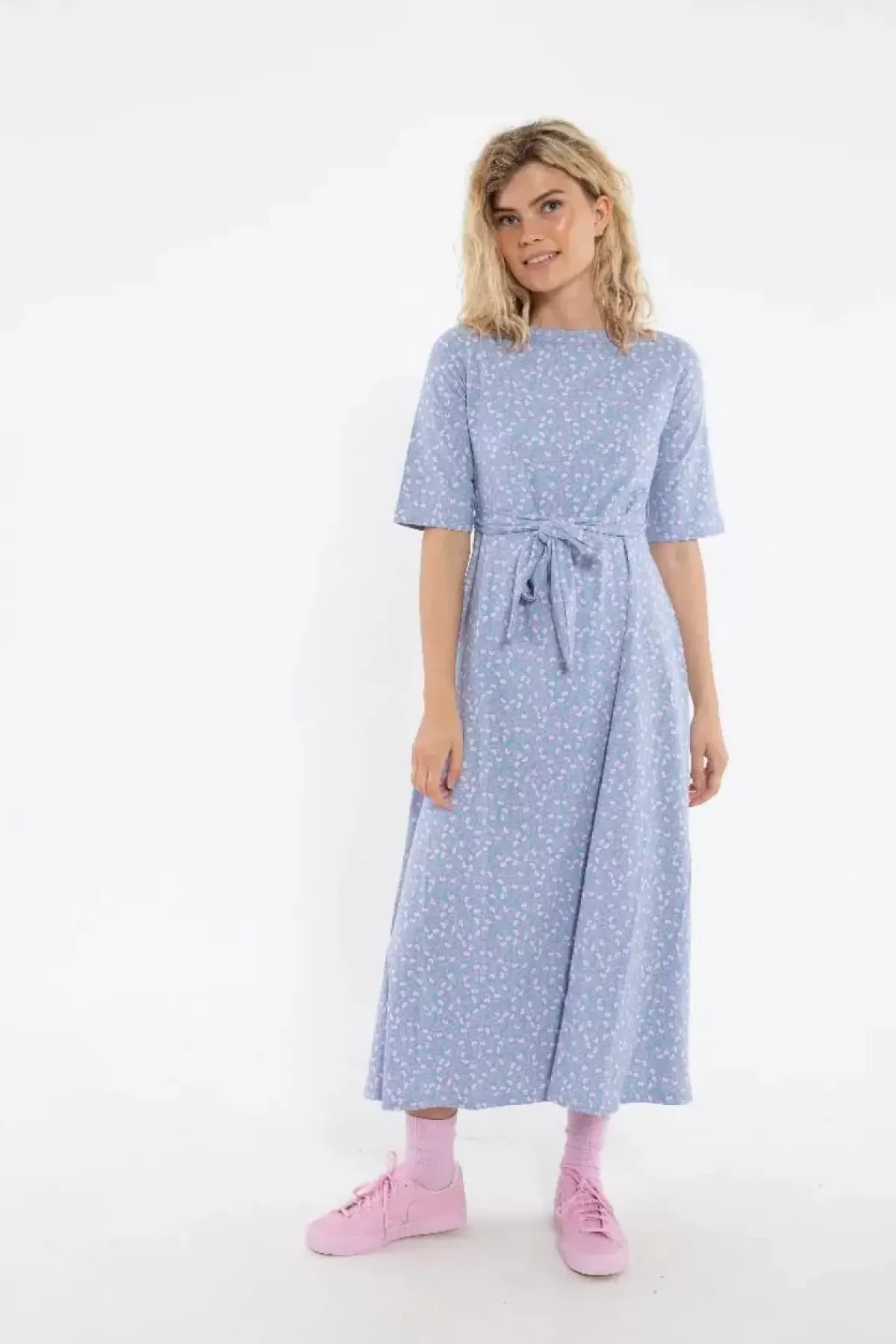 Danefæ Kleider>Daneflora Cotton Dress Light Blue Fleurie