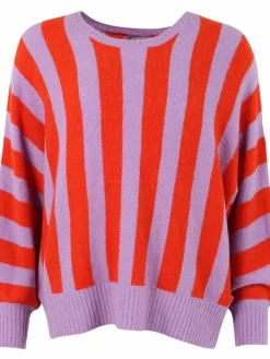 Danefæ Strickwaren>Danegenerous Wool Sweater Soft Viola/Bright Red