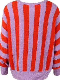 Danefæ Strickwaren>Danegenerous Wool Sweater Soft Viola/Bright Red