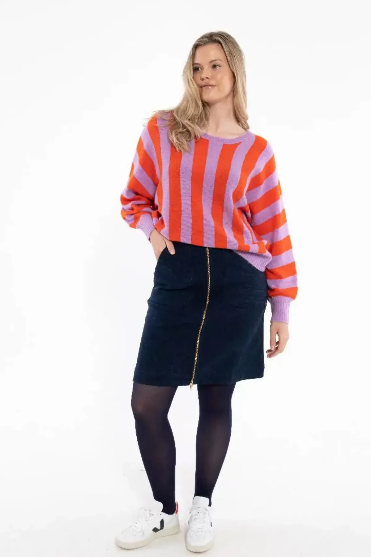 Danefæ Strickwaren>Danegenerous Wool Sweater Soft Viola/Bright Red