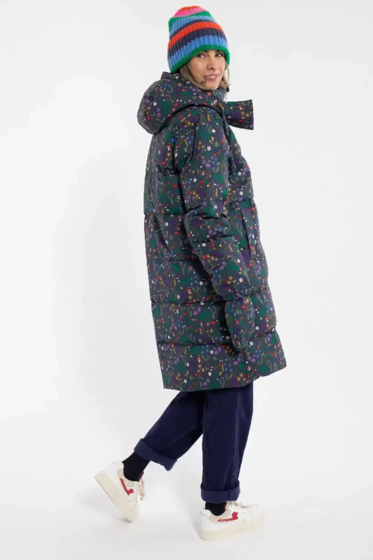 Danefæ Winterjacken>Daneget Down Winter Coat Aop Grey Marine Botanical