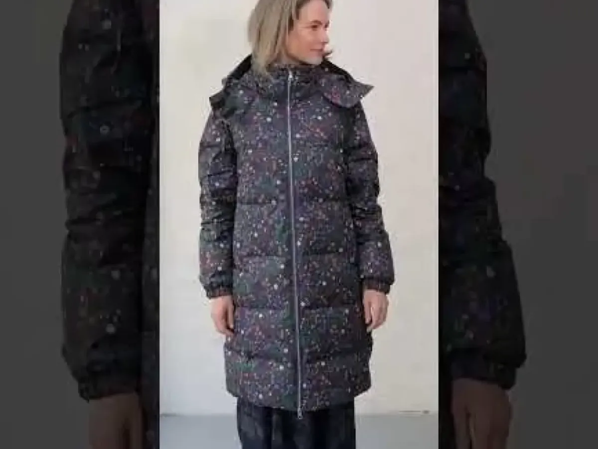 Danefæ Winterjacken>Daneget Down Winter Coat Aop Grey Marine Botanical
