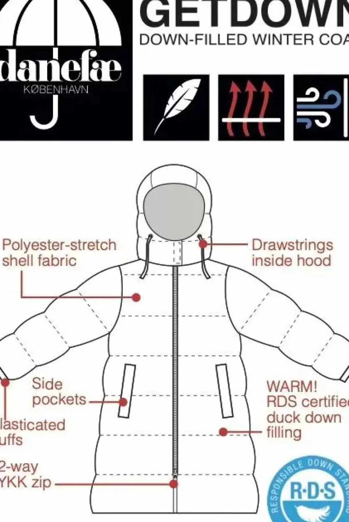 Danefæ Winterjacken>Daneget Down Winter Coat Beige Rose