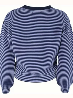 Danefæ Strickwaren>Danegold 3D Crotchet Knit Sweater Dark Navy/Ice Viola