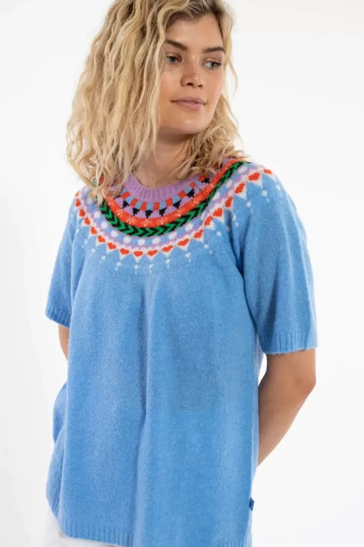 Danefæ Strickwaren>Danegooddeed Wool Sweater Tee Iceblue